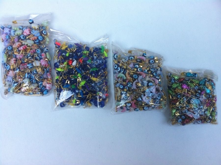 100 lü Çengelli İğneli Nazar Boncukları / Süs Malzemeleri