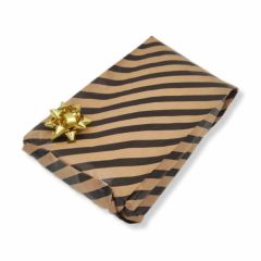 15x33 cm Siyah Çizgili Şamua Kraft Körüklü Kese Kağıdı 500gr 60 - 70 Adet