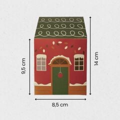 12 Li Yılbaşı Ev Tasarımlı Yeşil Çatılı Kutu Çanta