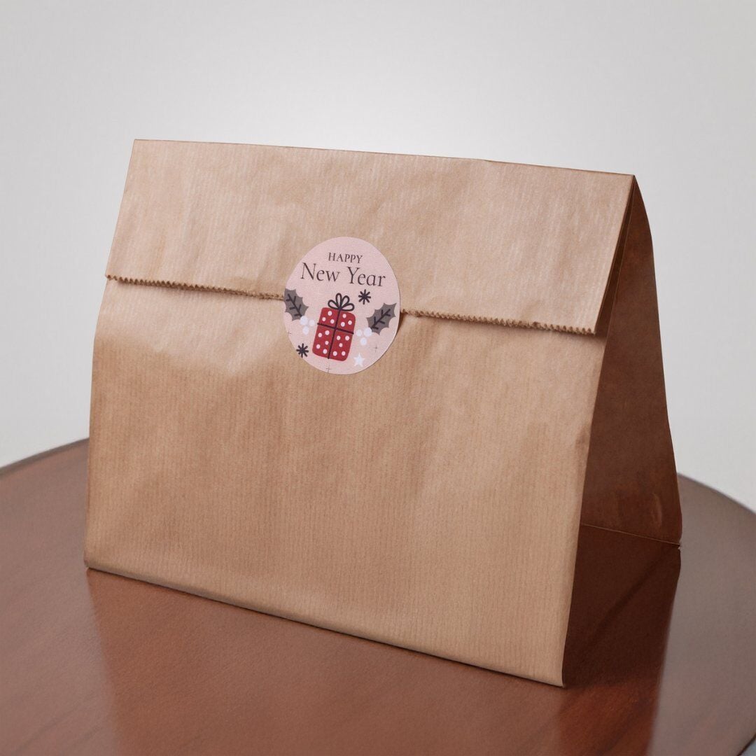 Yılbaşı Mutlu Yıllar Sticker Seti, Yeni Yıl Hediye & Paket Etiketi, 108 Adet, 33x33 mm (3 Tasarım)