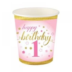 1 Yaş Karton Bardak Pembe 200cc-8oz 8li