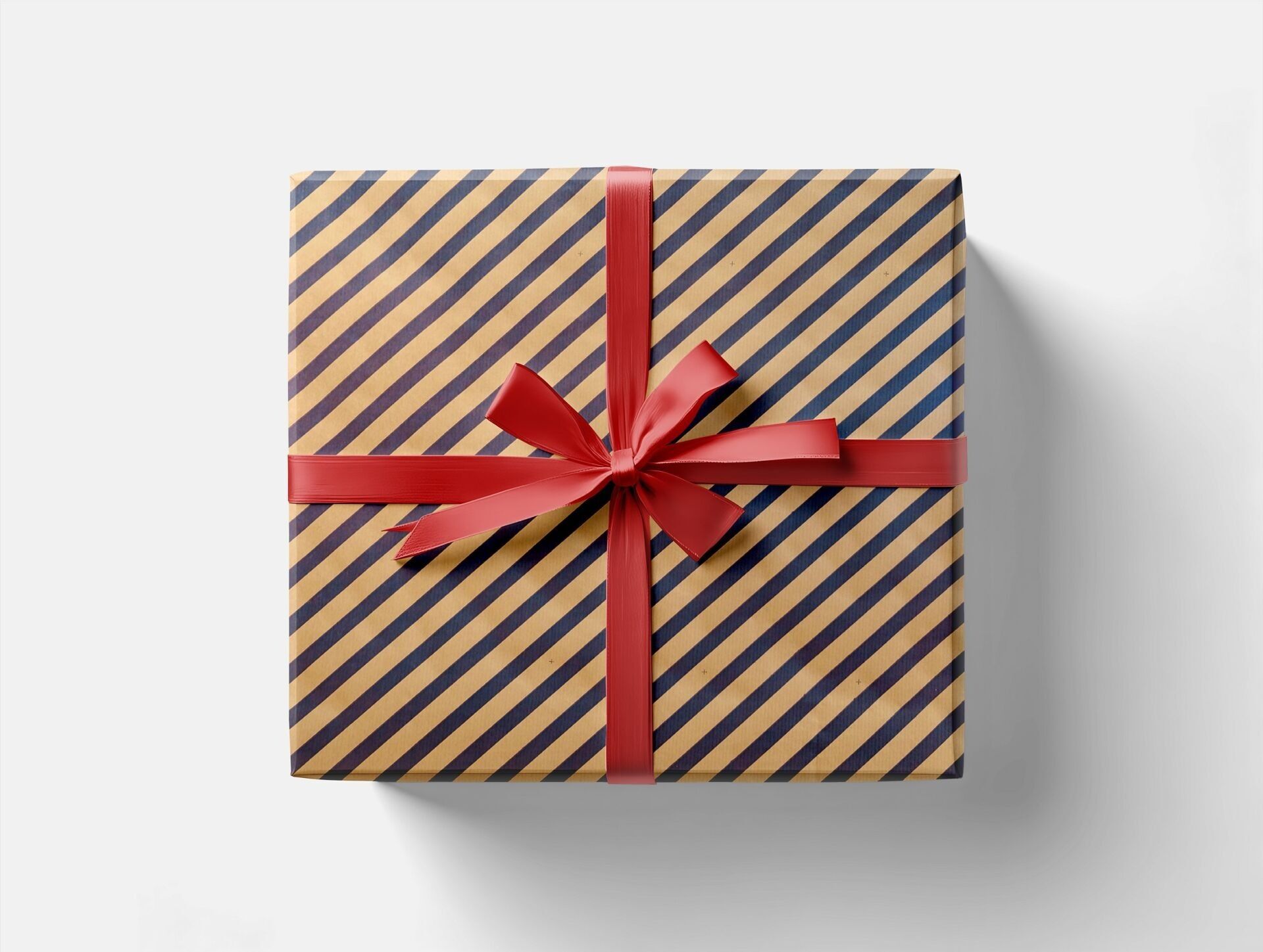 10 lu Kraft Lacivert (Verev çizgili) Ambalaj Hediye Paketi / Buket Kağıdı