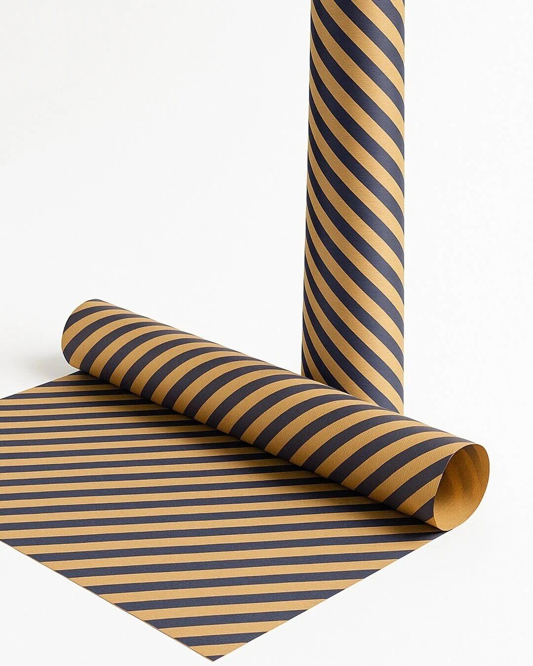 10 lu Kraft Lacivert (Verev çizgili) Ambalaj Hediye Paketi / Buket Kağıdı