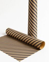 10 lu Kraft Lacivert (Verev çizgili) Ambalaj Hediye Paketi / Buket Kağıdı