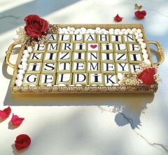 Kızınızı istemeye geldik büyük çikolata tepsisi GÜMÜŞ