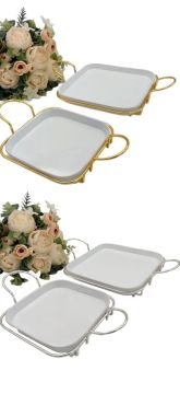 Seramik 2 li Kulplu Tepsi Seti ALTIN