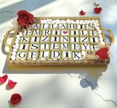 Kızınızı istemeye geldik büyük çikolata tepsisi ALTIN