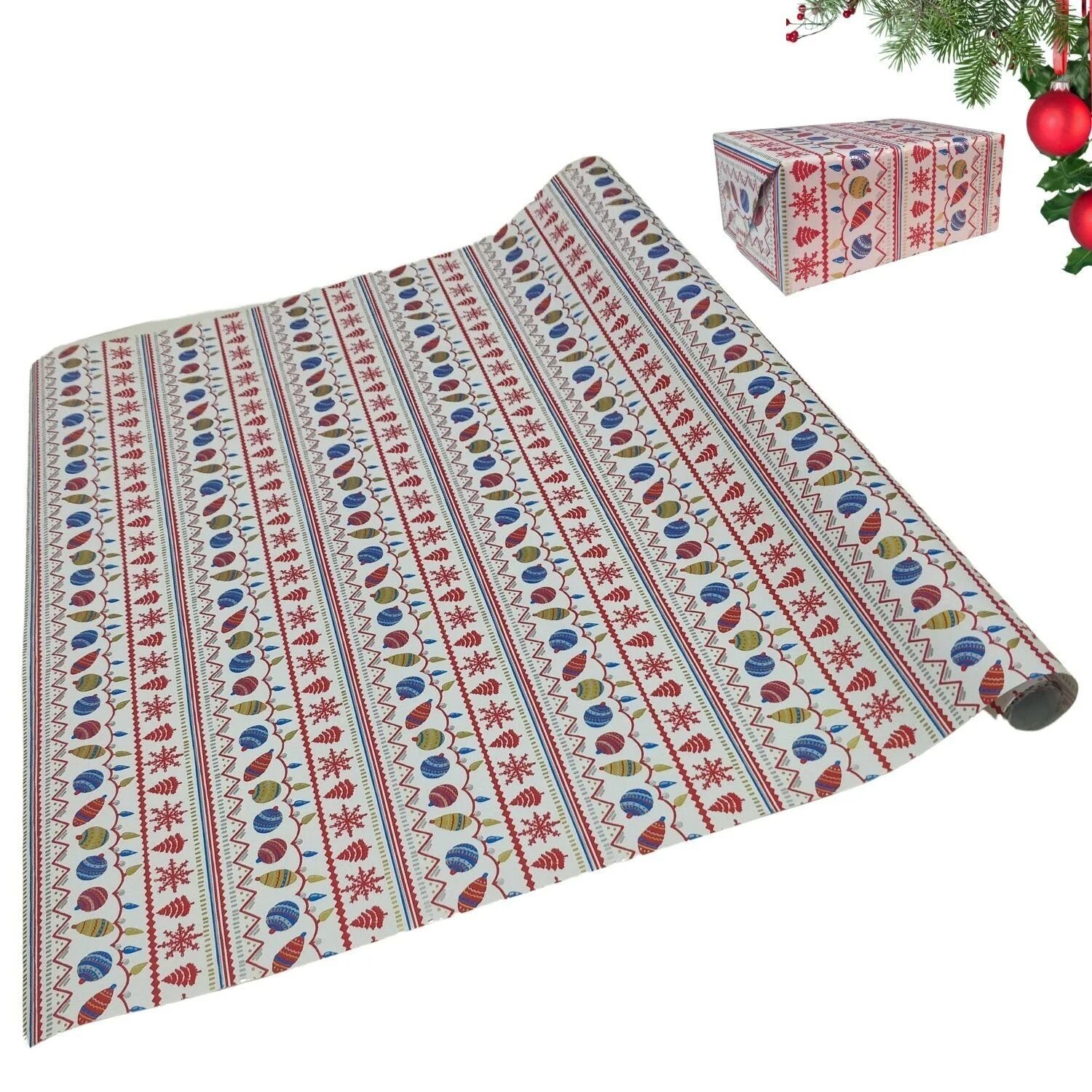 İtalyan Hediye Paketleme Kağıdı, Kar, Çam, Küre Desenli Ambalaj Kağıdı, BEYAZ Zemin