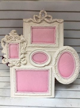 Bebek Odası ; 5 Li  Polyester Kumaş Kaplı Kapı Süsü Çerçeve(Süslü)