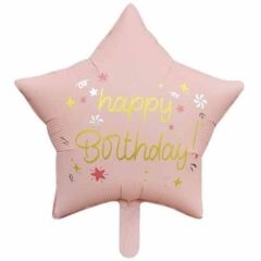18 inç Retro renk Happy birthday yıldız FOLYO BALON PEMBE