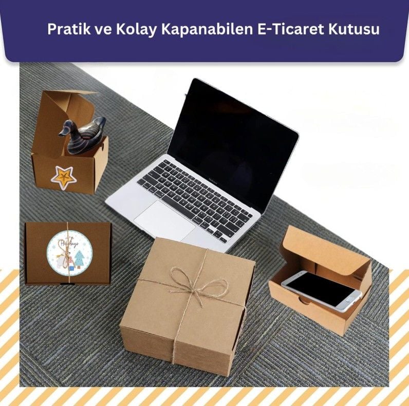 17X12X? Cm Kilitli E-Ticaret Hediye Kutusu, Kraft Karton Kargo Paketleme Kutusu