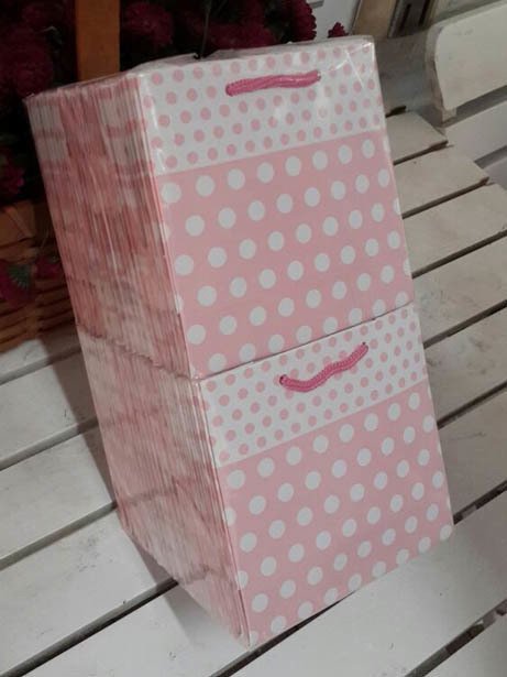 50 Li 11x11 Cm (Pembe,Mavi,Kraft) Körüklü Karton Çanta / Poşet
