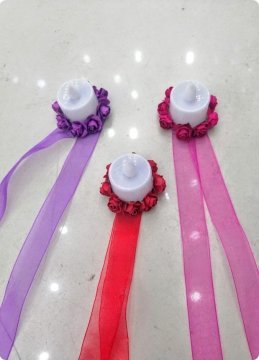 10 adet Işıklı çiçekli el mumu KIRMIZI