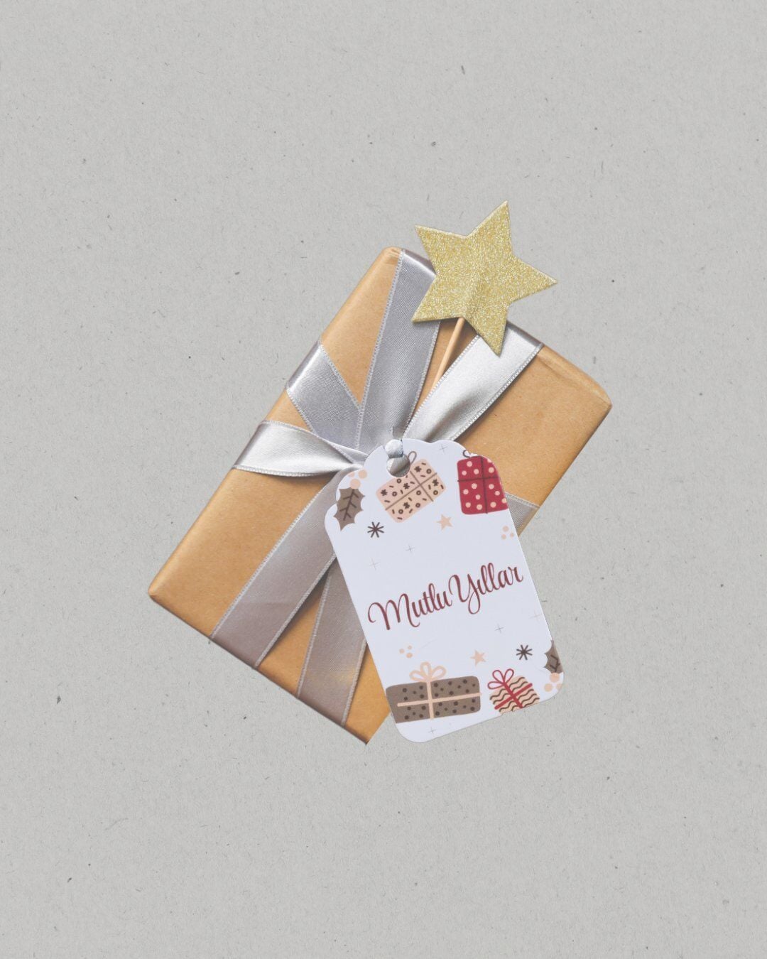 Yılbaşı Mutlu Yıllar Hediye Sallantı Etiketi, Yeniyıl Paketleme Kartı, 50 Adet-4,5x7.5Cm, Beyaz
