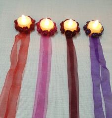 10 adet Işıklı çiçekli el mumu MOR