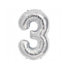 FOLYO BALON RAKAM 3 GÜMÜŞ 32 INC PK:1 KOLİ -500