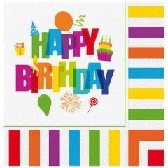 Renkli Happy Birthday Peçete 20 Adet