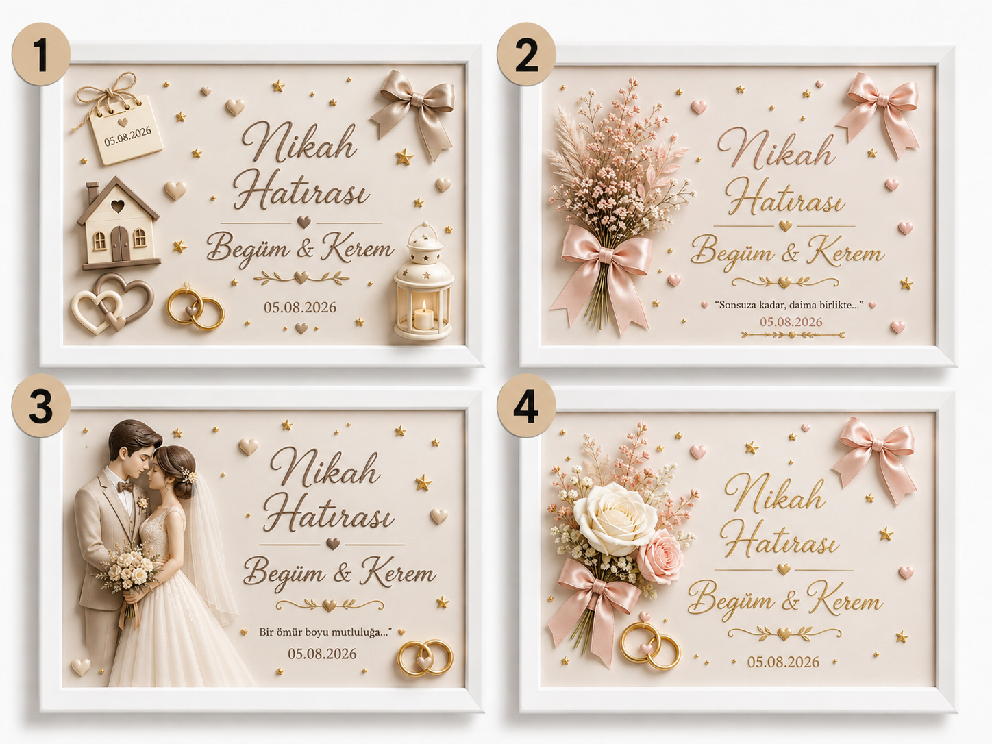 Dikdörtgen baskılı mıknatıslı nikah çerçeve modelleri NO 4