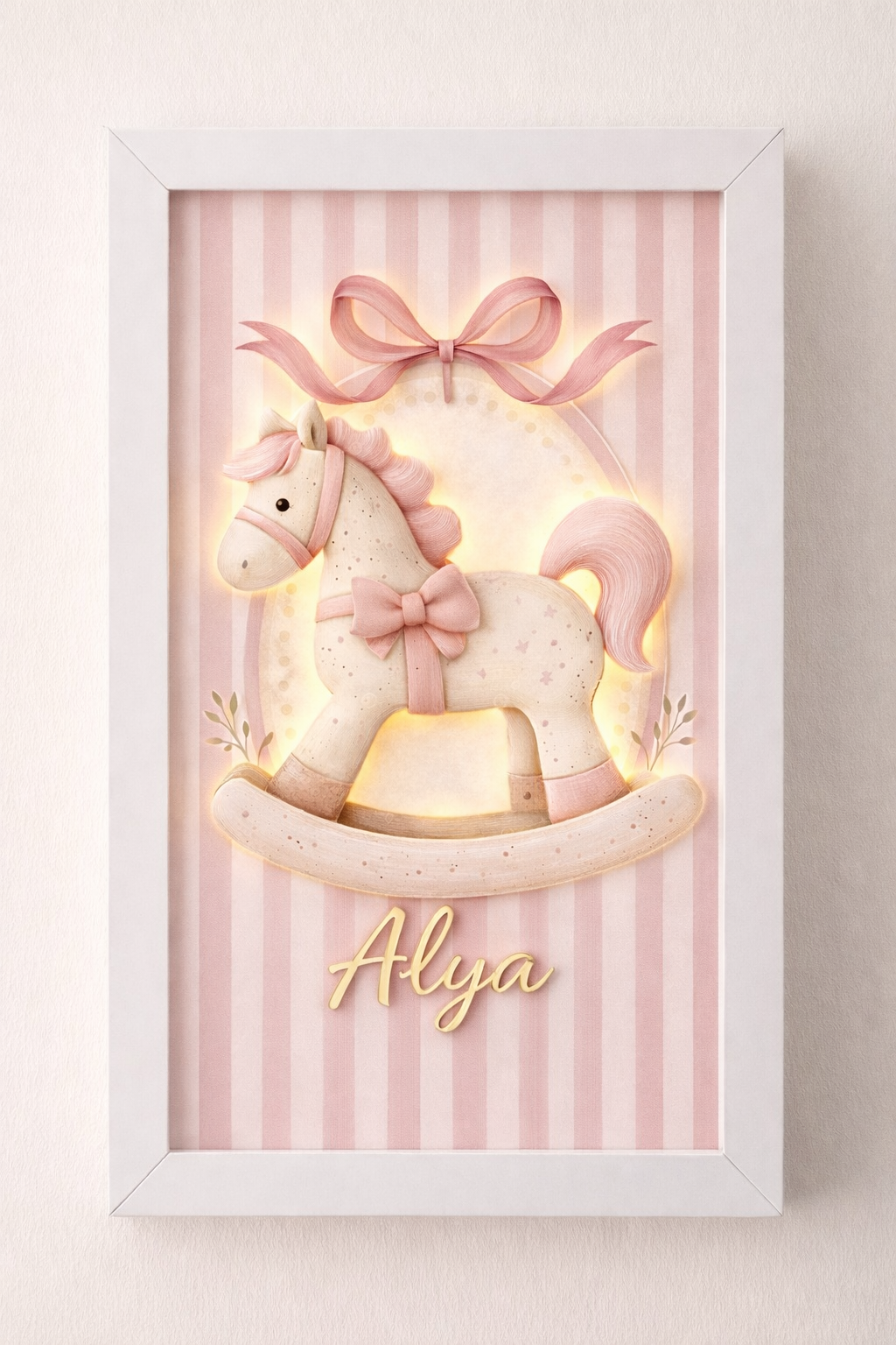 Çerçeve şeklinde pembe & mavi atlı kapı süsü PEMBE