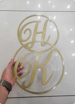 Boyalı Ahşap Harfli yuvarlak nişan masası süsü Altın