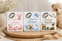 Kare  şeklinde baskılı bebek açacak MAVİ