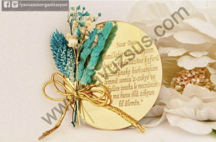 20 Li Süslü Dualı Çiçekli Yuvarlak pleksi Nikah şekeri GUMUS