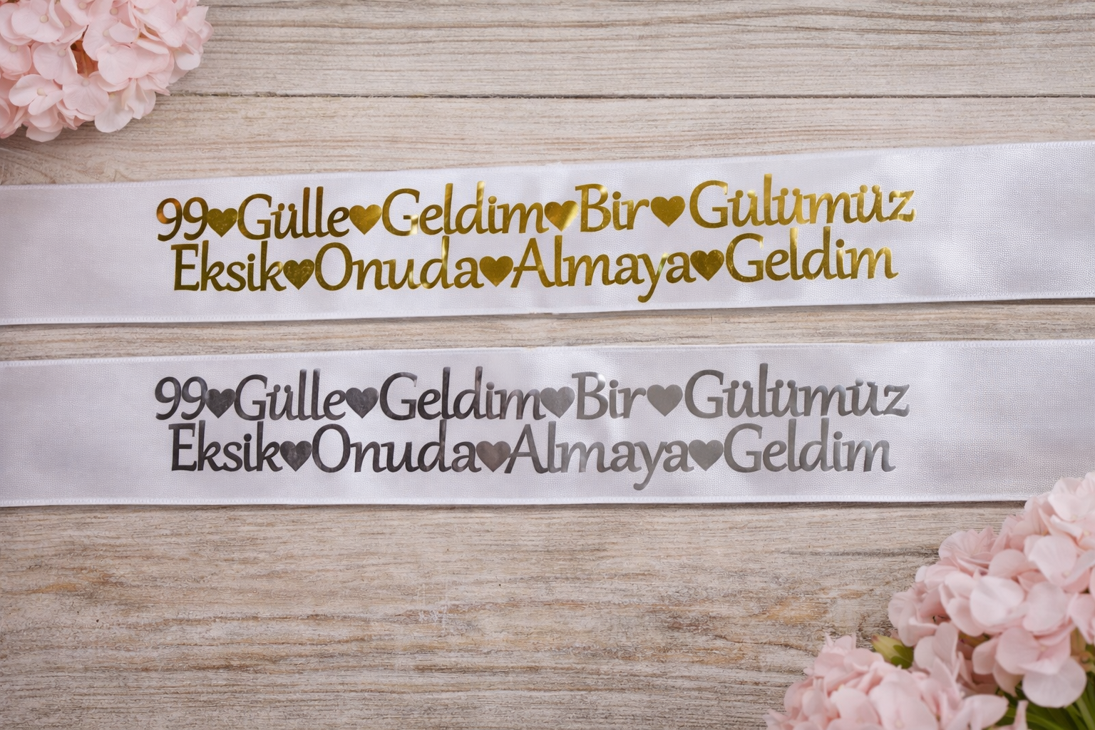 Baskılı kız isteme Çiçek kurdelesi