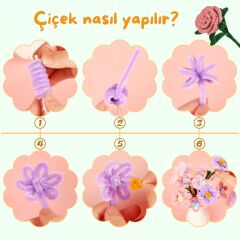 Şönil Tel,  – El İşi, DIY, Hobi ve Çiçek Yapım Teli, Kırmızı, 100 Adet, 6 mm - 30 Cm