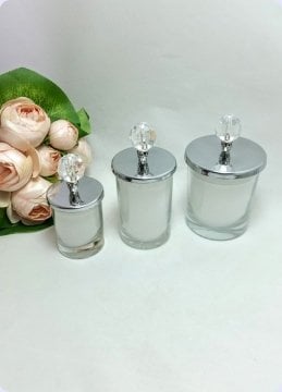 24 lü Metalize Kristal Tepelikli İçi Mumlu Cam Bardak