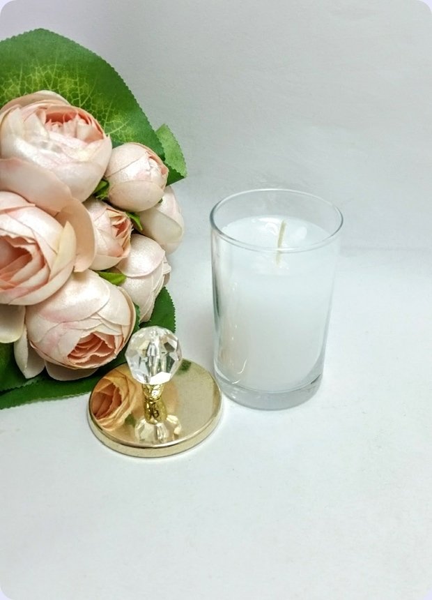 24 lü Metalize Kristal Tepelikli İçi Mumlu Cam Bardak