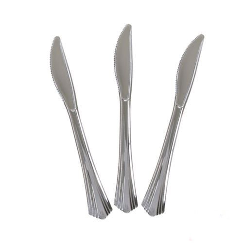 Gerçek Metal Görünümlü Silver Plastik Bıçak 18 Adet