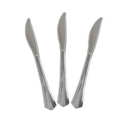 Gerçek Metal Görünümlü Silver Plastik Bıçak 18 Adet