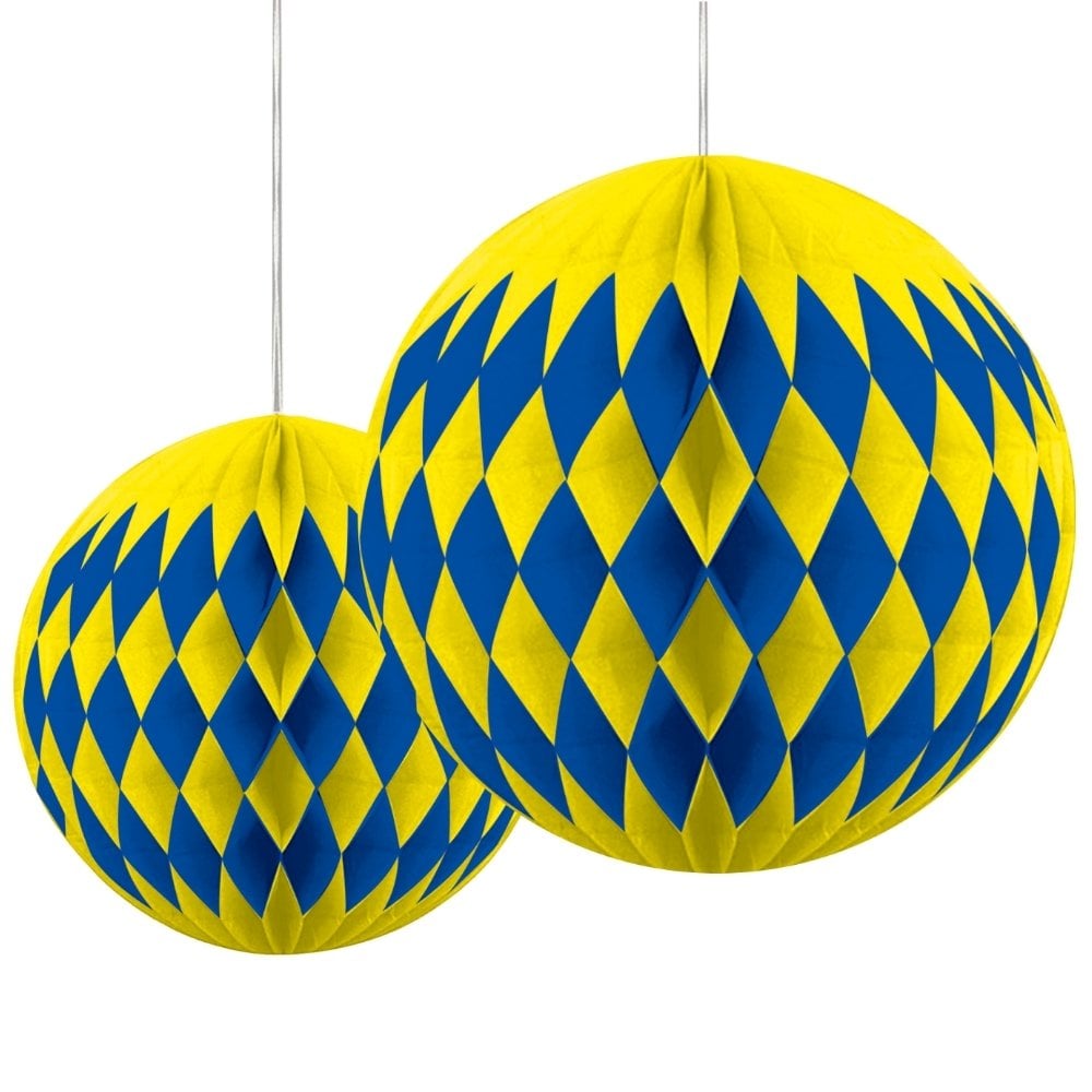 Sarı lacivert  İkili Dekoratif Petek Süs (20 Cm + 30 Cm)
