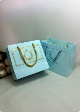 10 Lu (18x16 Cm) Körüklü,Baskılı, İpli,Erkek Bebek Şekeri Karton Çanta, Poşet