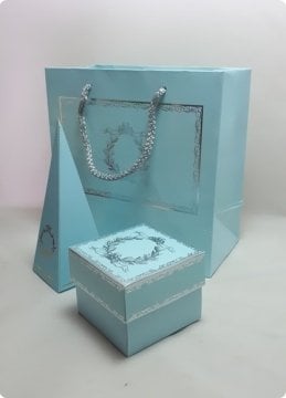 20 li 8x8x6 Cm Varak Baskılı Karton Mavi Bebek Kutu