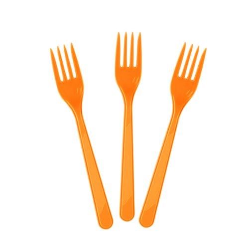 Turuncu Renk Lüks Plastik Çatal 25 Adet