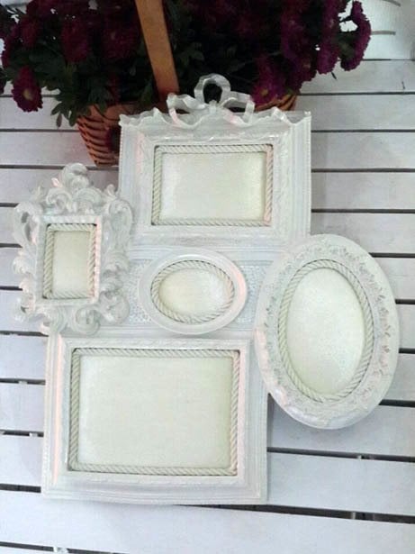 Boyalı, Kumaş (Krem Kadife) Kaplamalı Polyester Beşli ( 5 li ) Resim Çerçeve Kapı Süsü Kapı Süsü Fon