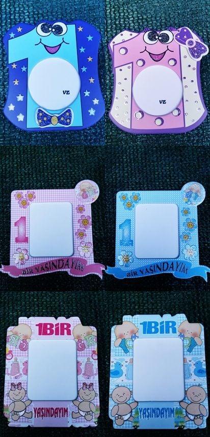 1 Yaşındayım magnet çerçeve Büyük 1 Pembe 25 li