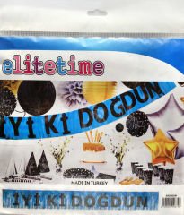 İYİKİ DOĞDUN BANNER PÜSKÜLLÜ METALİZE MAVİ PK:1