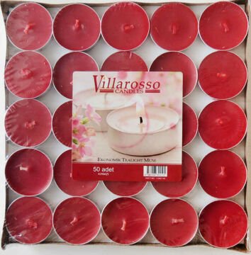 50 li Tea light Yuvarlak Renkli Mum
