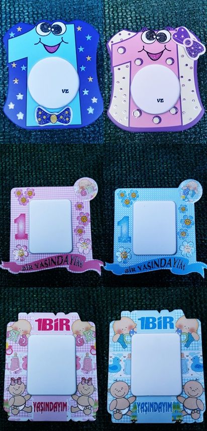 1 Yaşındayım magnet çerçeve Bebekli 1 yaşındayım Pembe 25 li