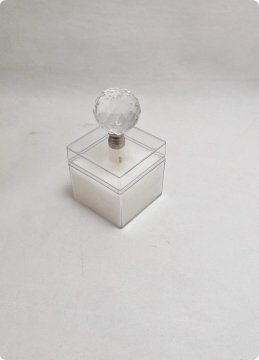 12 li Kristal Tepeli Mumlu Mika Küp Kutu (5x5x5 cm) 12 Adet / Paket - Altın