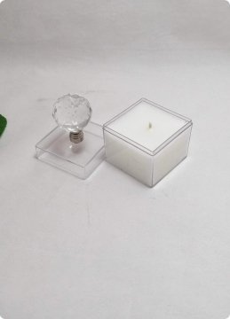 12 li Kristal Tepeli Mumlu Mika Küp Kutu (5x5x5 cm) 12 Adet / Paket - Altın