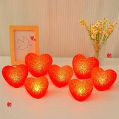12'li Paket Led Işıklı Kırmızı Kalp Gece Lambası