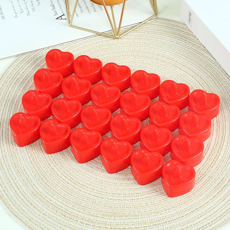 24'lü Paket Pilli Kalp Mum 1.8cm