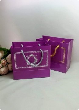 10 Lu (18x16 Cm) Körüklü,Baskılı, İpli, Karton Çanta, Poşet