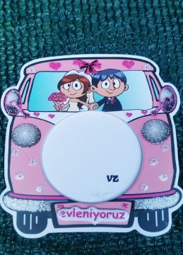 nikah hatırası evlendik magnet çerçeve Arabalı 25 li