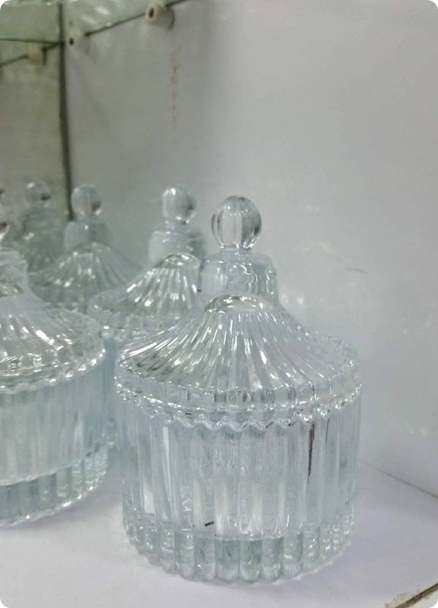 Çizgili Kubbeli Cam Şekerlik