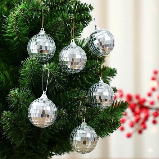 6'lı Çam Ağacı Süsü Disko Topu - 4cm