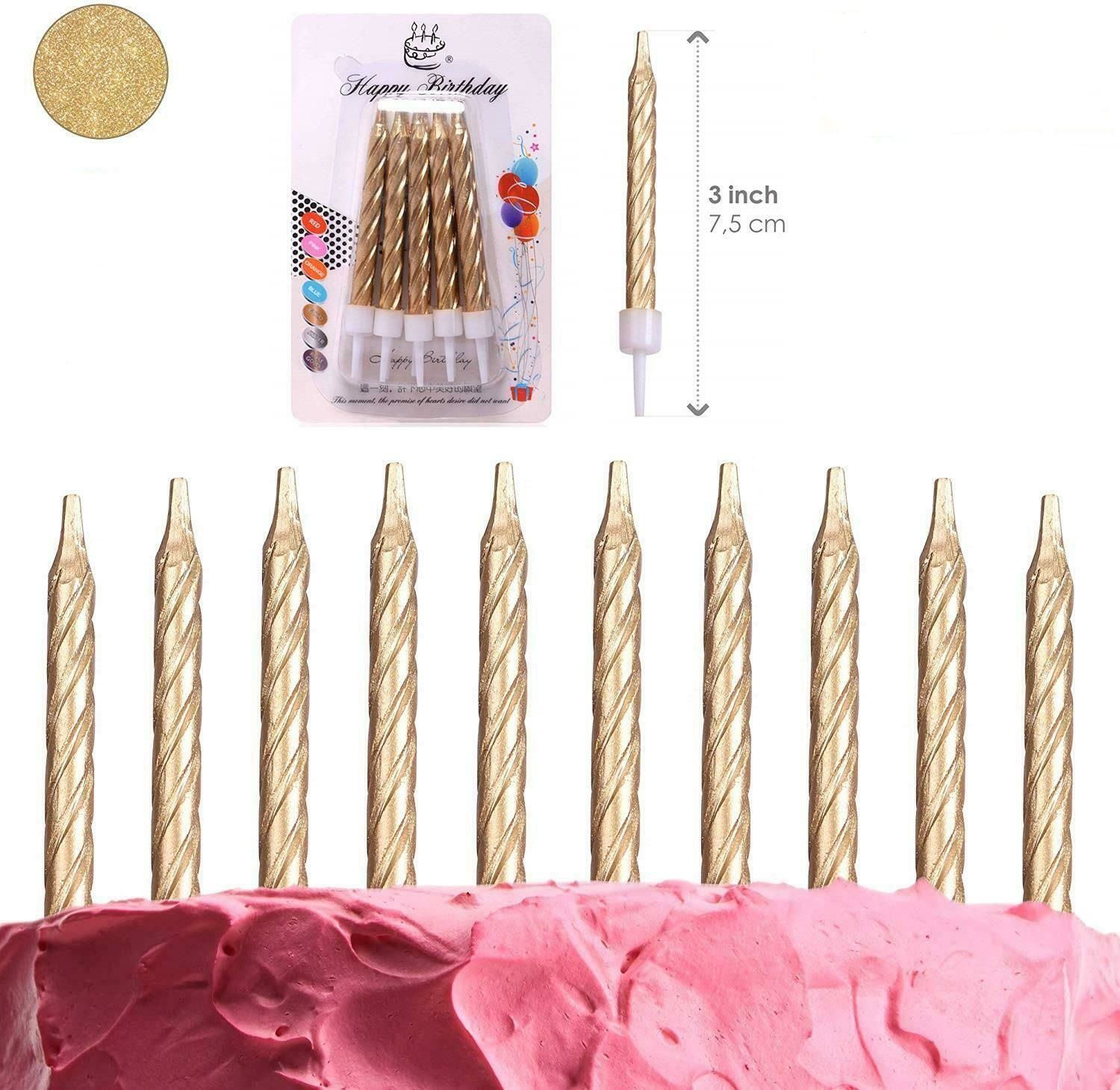 Altın Gold Renk Doğum Günü Evlilik Yıldönümü Pasta Mumları 10 Adet
